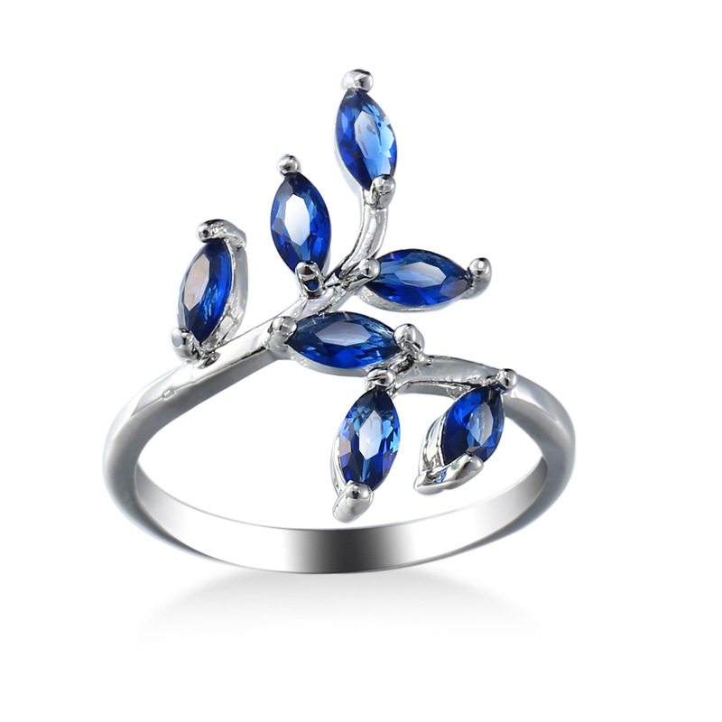 Ethnic Fashion Designers - Bonito azul folhas design anéis com