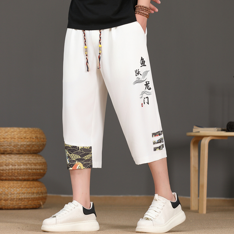Urban Ethnic Fashion - Calças Masculinas de Verão em Seda