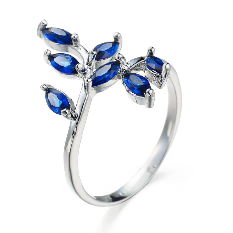 Bonito azul folhas design anéi - Ethnic Fashion Designers avaliação e preço